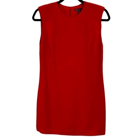 A/X Armani  Exchange Red Sleeveless Crepe Sheath Shift Dress sz 0 EUC - Picture 1 of 7